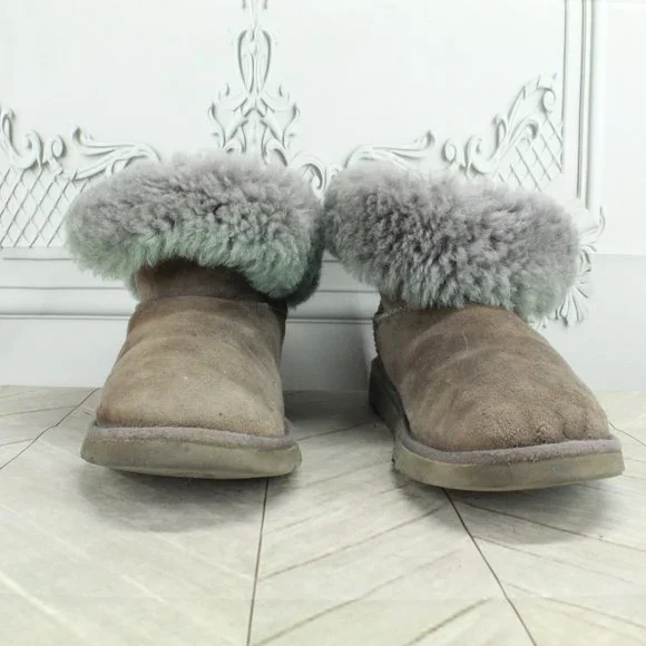 UGG Australia Bailey Brown Suede Lined Button Winter Ankle Boots US 6 - Picture 4 of 9